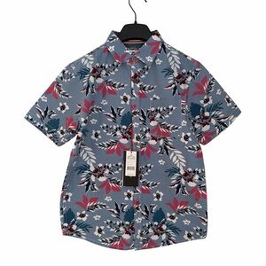 Ditch Plains by Ricky Singh Boys Hawaiian Shirt Blue Floral Button Up M10-12 NWT